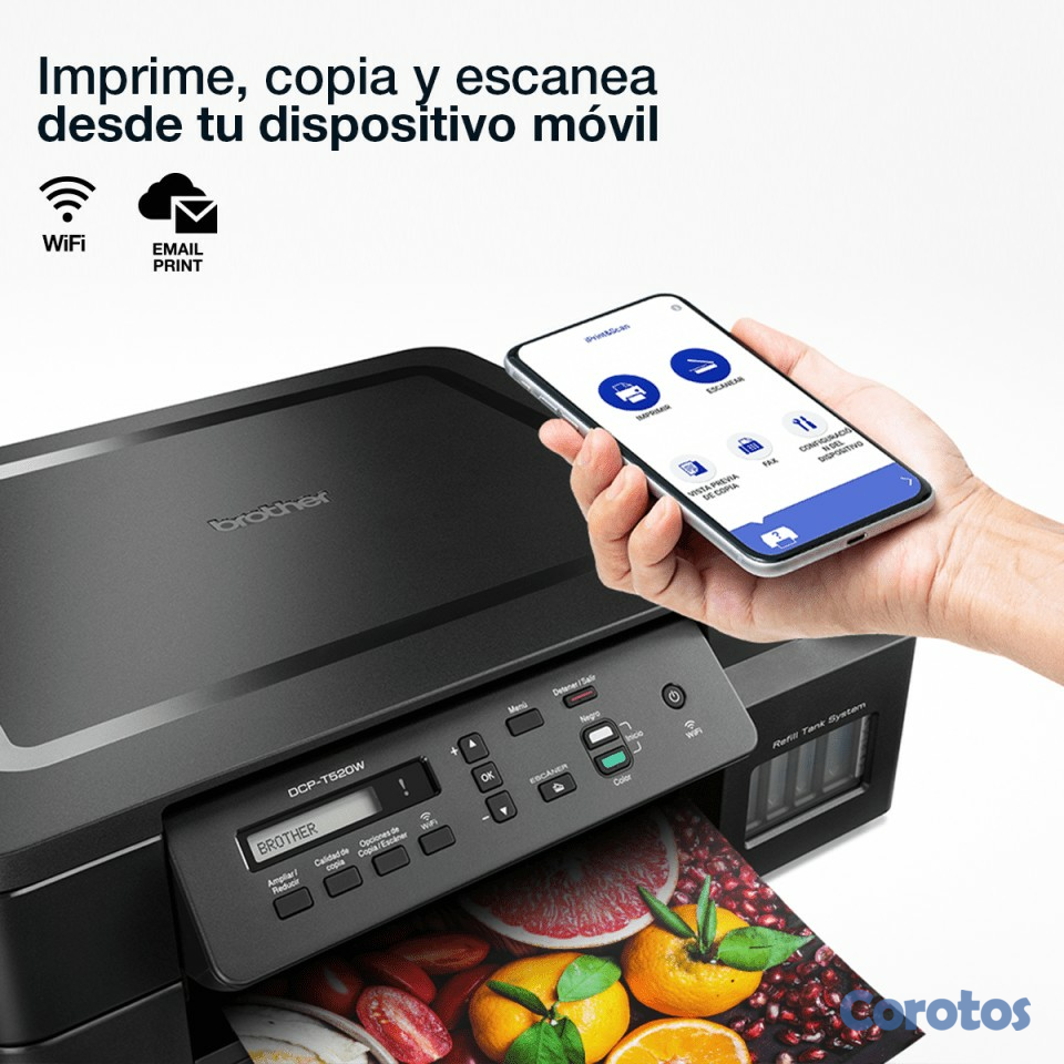 impresoras y scanners - MULTIFUNCIONAL  BROTHER INKBENEFIT TANK DCPT520DW,  (ESCANER< COPIADORA, IMPRESO 3