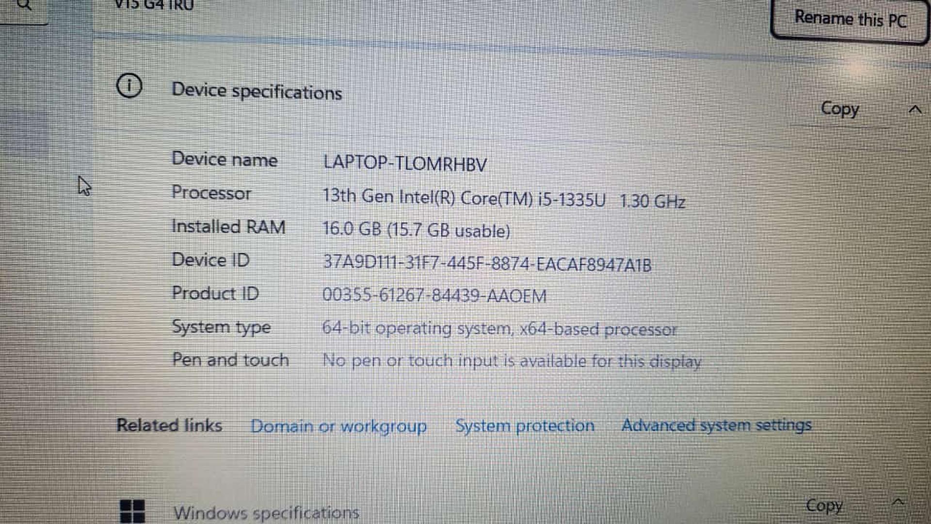 computadoras y laptops - Laptop Lenovo V15 15.6 Intel i5 13TH 1TB SSD 16GB  3