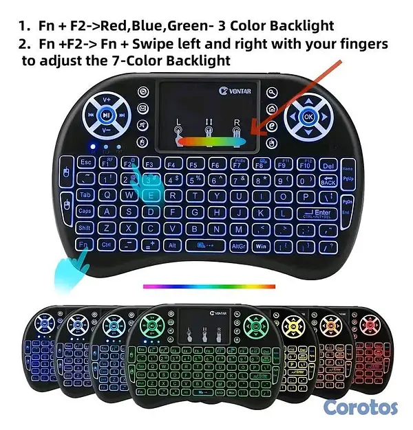 computadoras y laptops - Mini Teclado Inalámbrico Con Touchpad LED 3