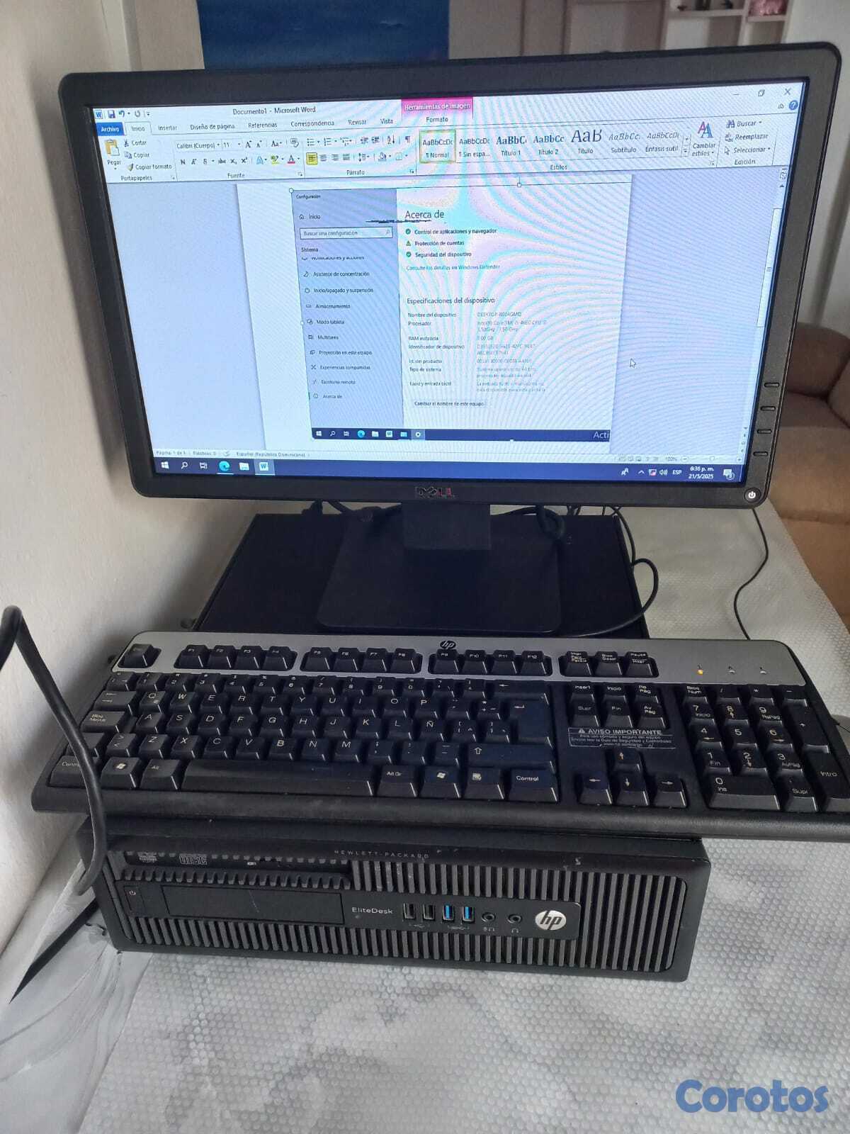 computadoras y laptops - Computadora CPU HP Intel Core i5 3.50 GHZ 8 GB Ram 3