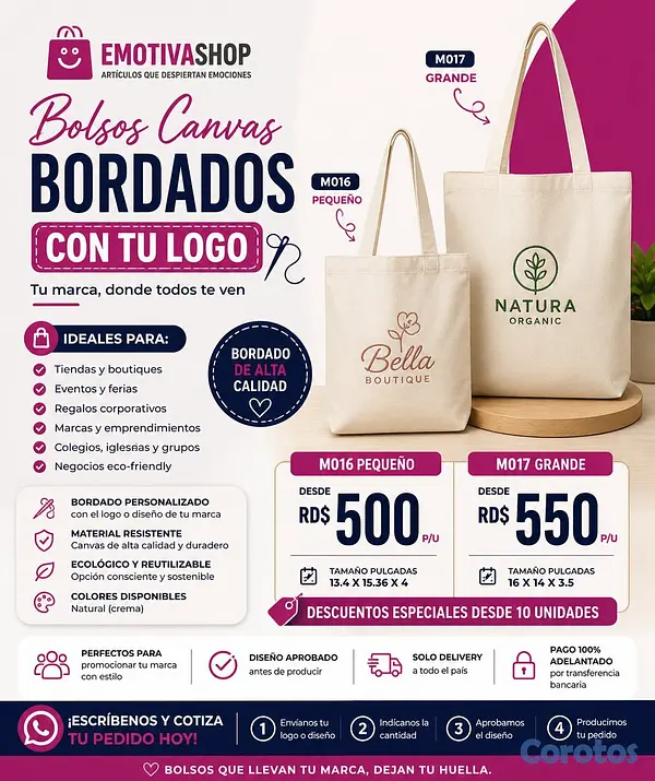 carteras y maletas - Bolsos canvas personalizados con logo bordado