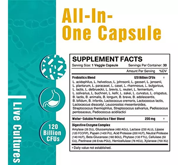 Salud y Equipamiento Médico - Probioticos Enzimas Digestivas 36 Cepas 120 Billones 30 Cap 2