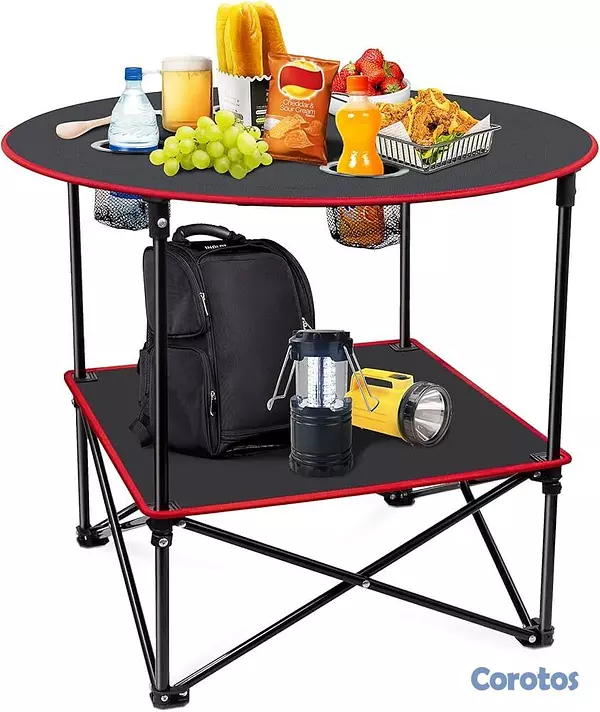 herramientas, jardines y exterior - Mesa Plegable con Porta-Vasos Ideal para Eventos y 2