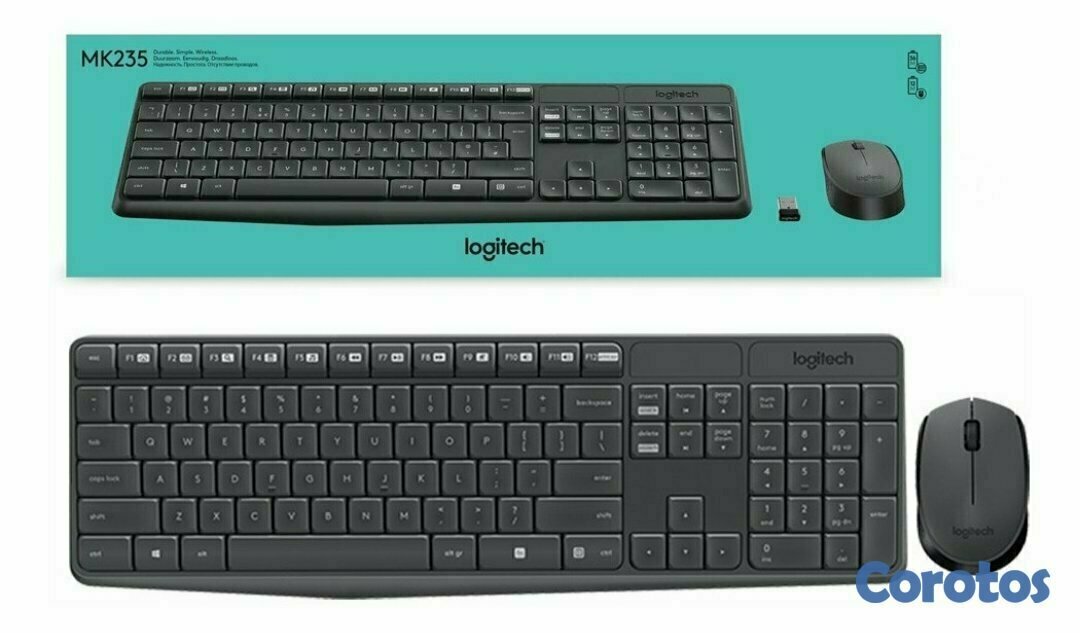 computadoras y laptops - TECLADO MOUSE LOGITECH MK235 USB WIRELESS RECEIVER 2.4GHZ WIRELESS, ESPAÑOL, 10M 2