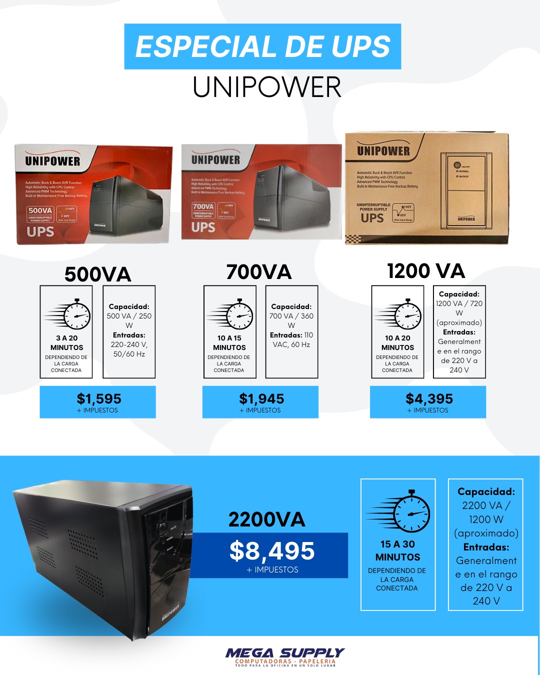 computadoras y laptops - UPS EN GRAN VARIEDAD Y CAPACIDAD ,PARA TV/COMPUTAD 0