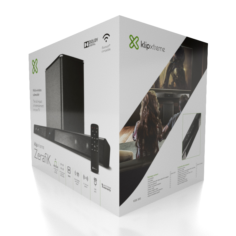 computadoras y laptops - BOCINA KLIPX 2.1 ZERAFIK (SOUNDBAR),BLUETOOTH V4.0 160W RMS, CONTROL REMOTO 2