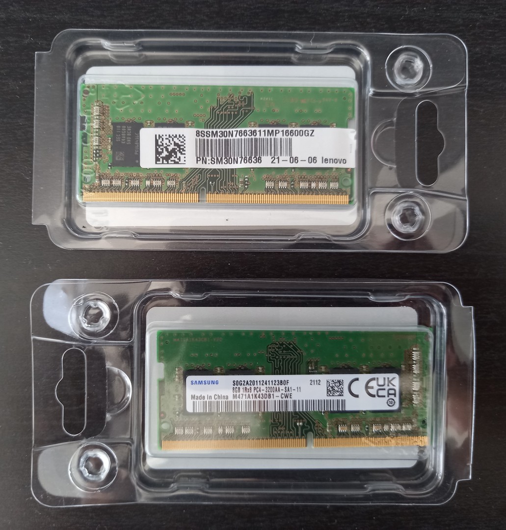 computadoras y laptops - Dos Módulo memoria Samsung RAM laptop portátil SO-DIMM de 8 GB x 2 DDR4 3200Mhz
