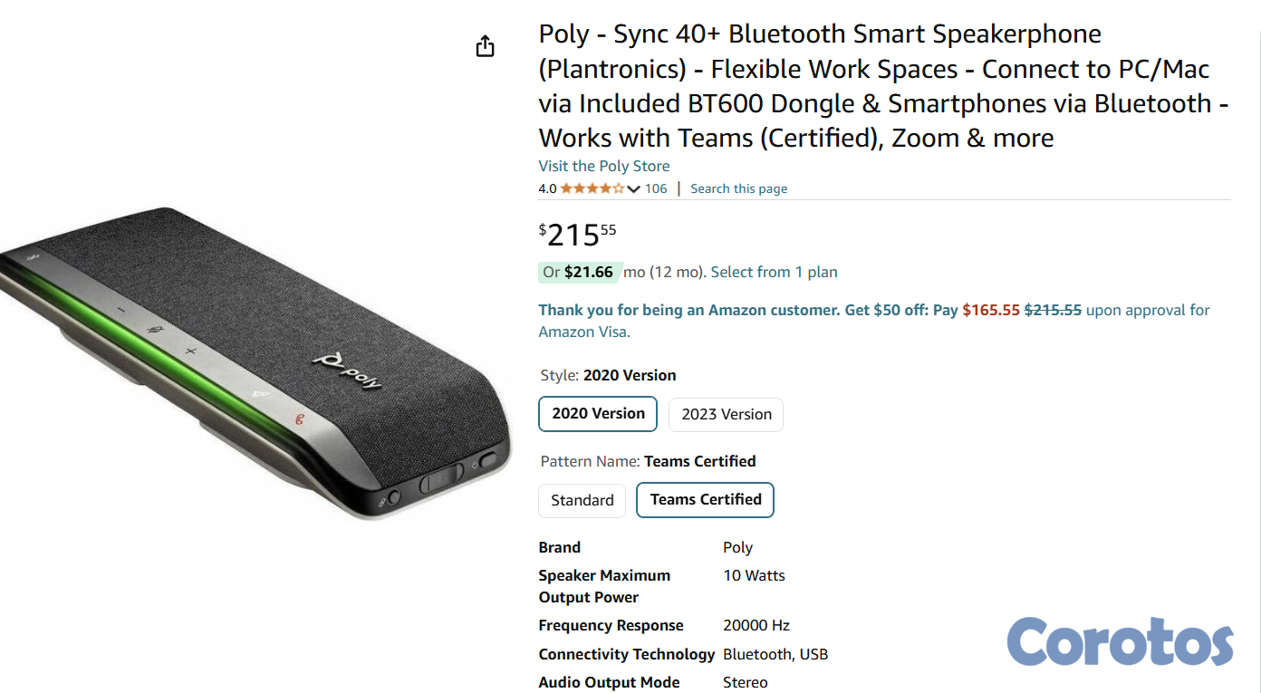 otros electronicos - Poly - Sync 40+ Microsoft Teams Speakerphone 2