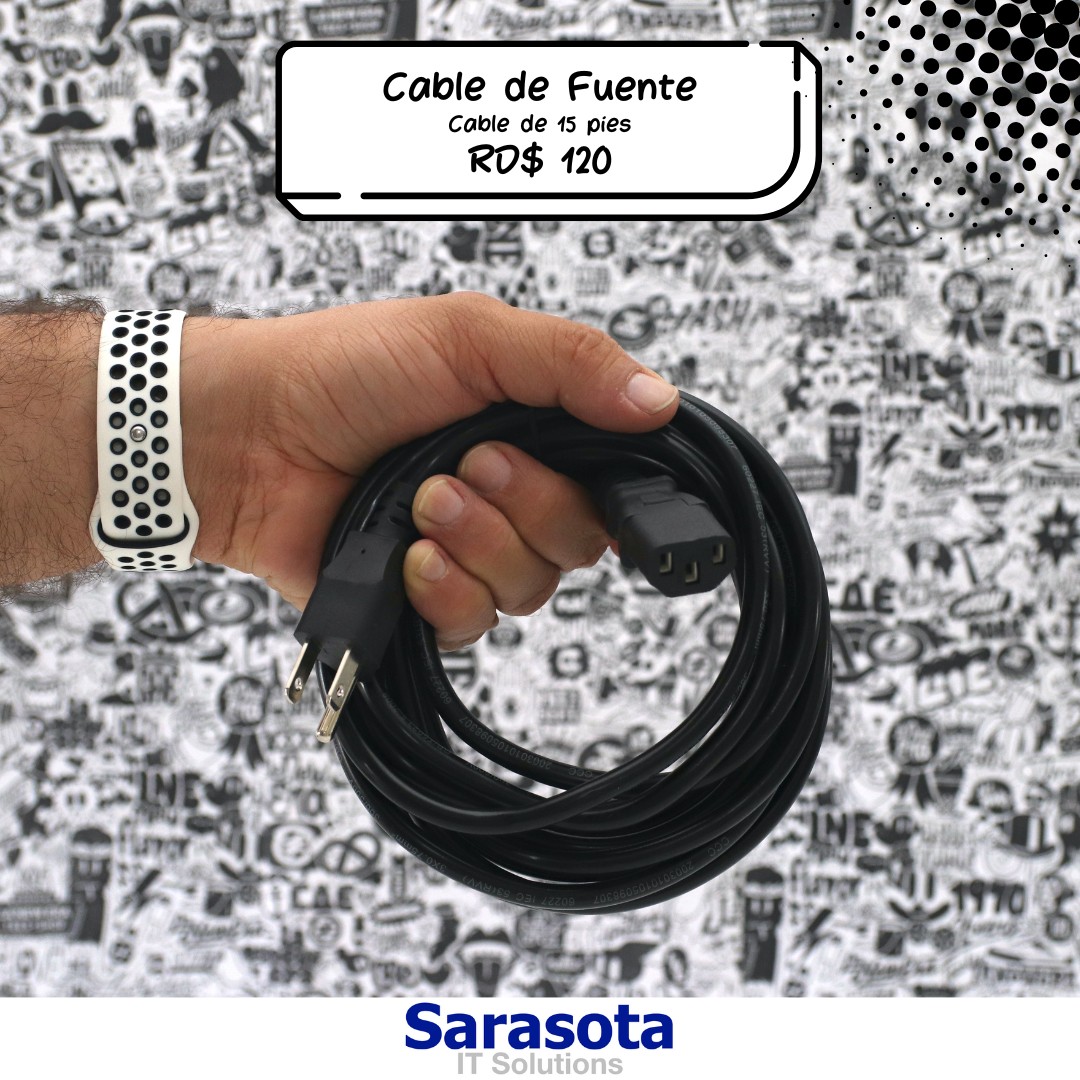 accesorios para electronica - Cable de poder de 15 pies Somos Sarasota