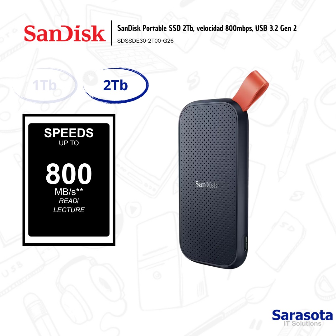 accesorios para electronica - SanDisk Portable SSD 2Tb, 800mbps, USB 3.2 2