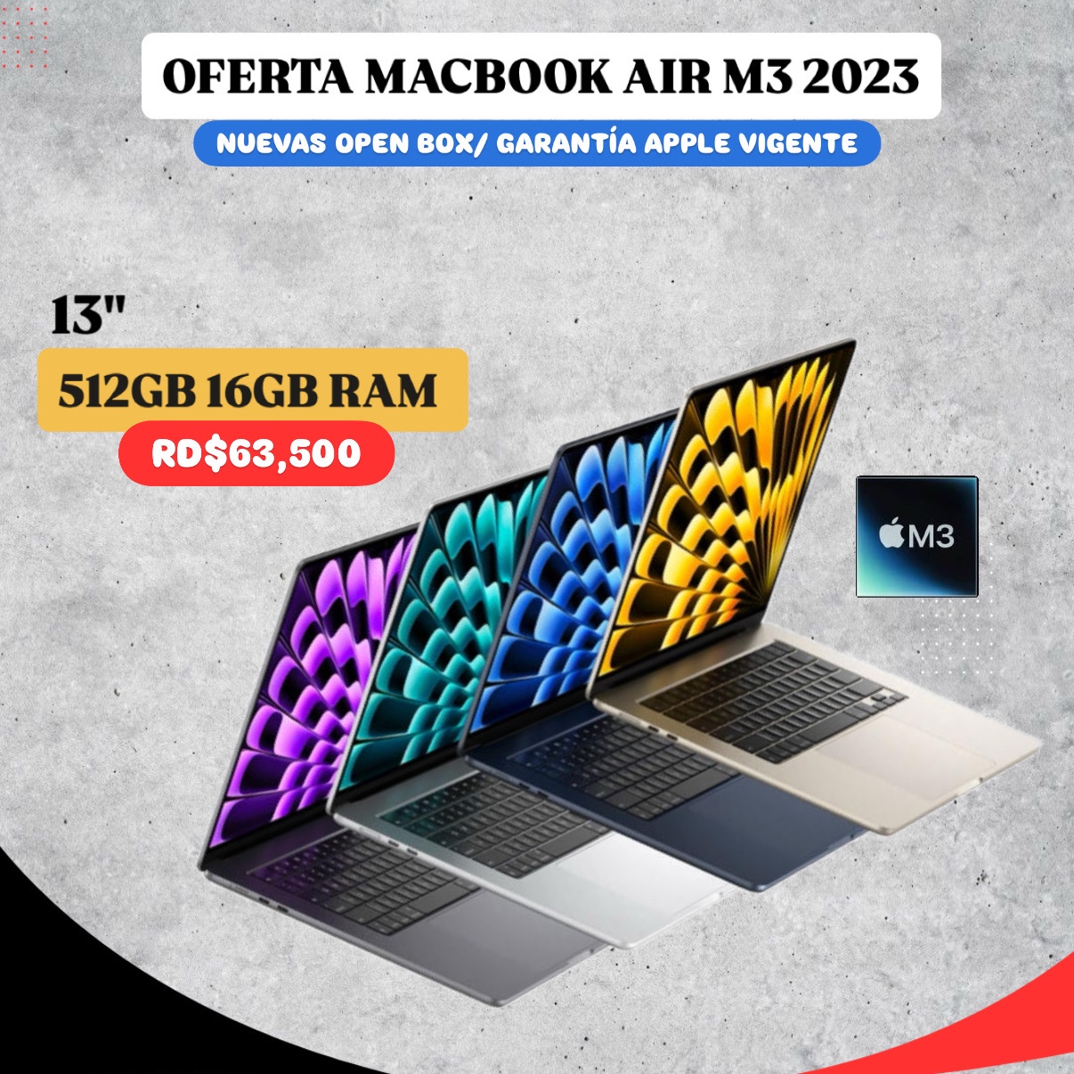 computadoras y laptops - MACBOOK AIR M3 13" 512GB 16GB RAM OPEN BOX 0