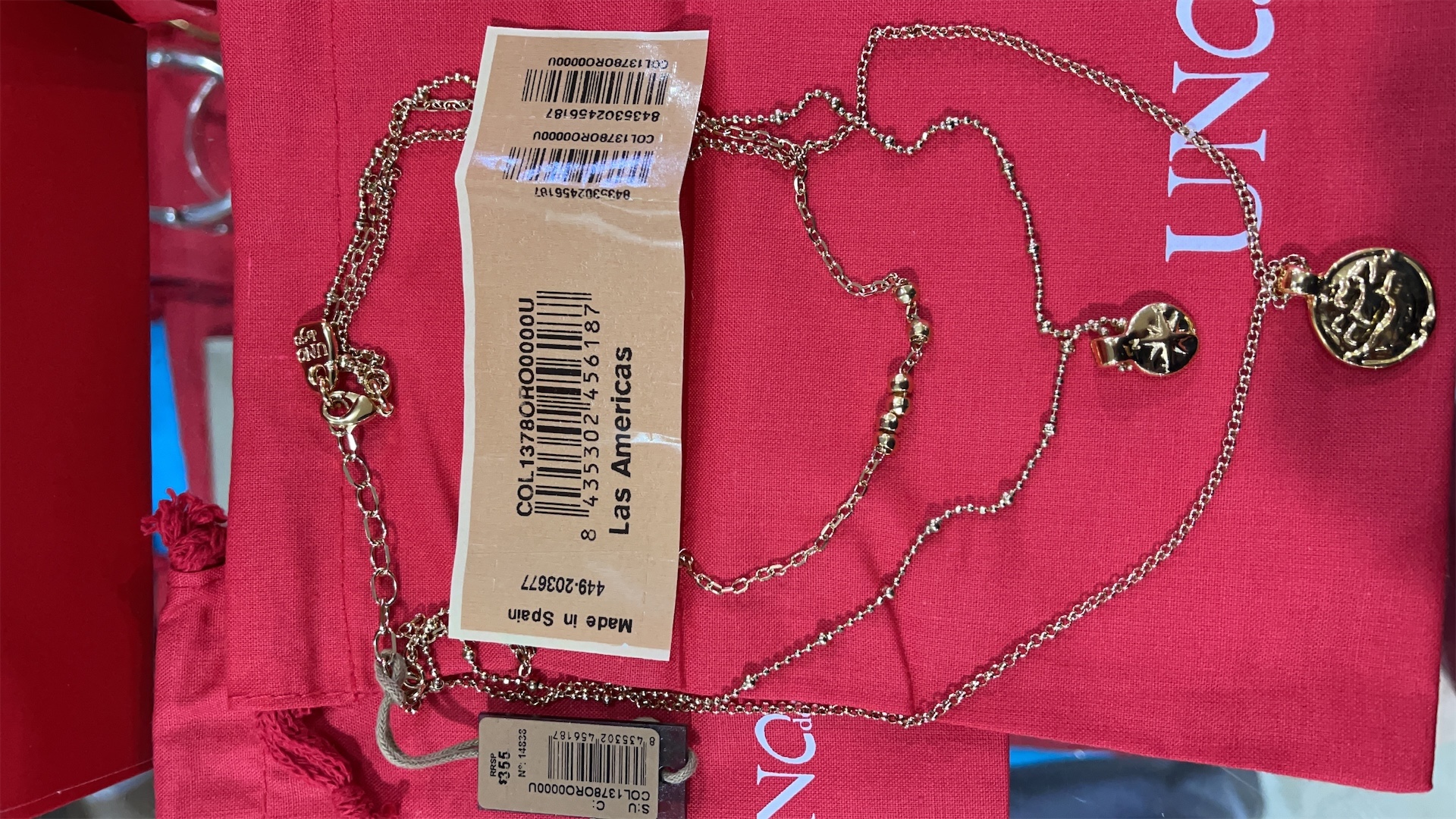 joyas, relojes y accesorios - Collar UNO de 50. COL1378ORO0000U - AL POR MAYOR Y AL DETALLE 1