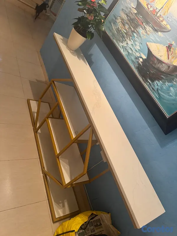 muebles y colchones - repisa consola moderna, tope de cuarzo, estructura 3