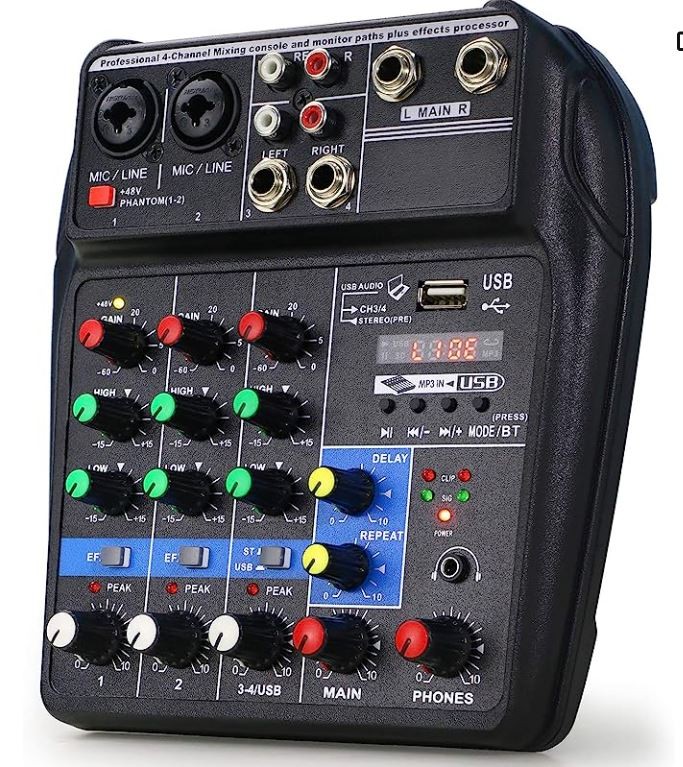 camaras y audio - MEZCLADORA DE AUDIO TEYUN A4 - 4 CANALES 6