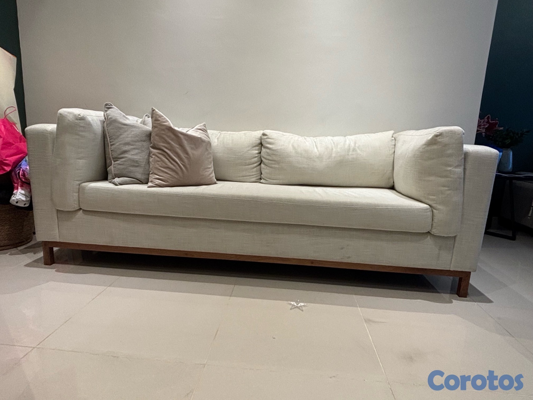 muebles y colchones - Mueble-Sofa blanco con madera (1) 1