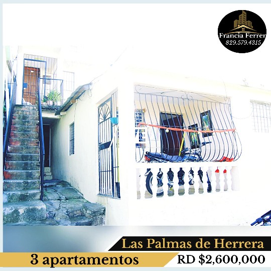 apartamentos - Vendo propiedad con 3 Apartamentos, Las palmas de Herrera