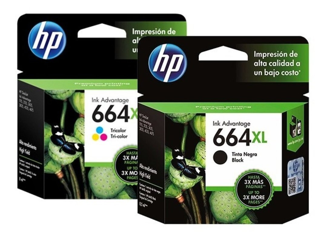 computadoras y laptops - CARTUCHO HP 664XL  NEGRO / COLOR  ALTO RENDIMIENTO TOTALMENTE ORIGINALES 