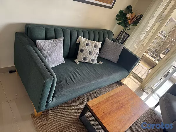 muebles y colchones - mueble de tres plazas con su mesita 2