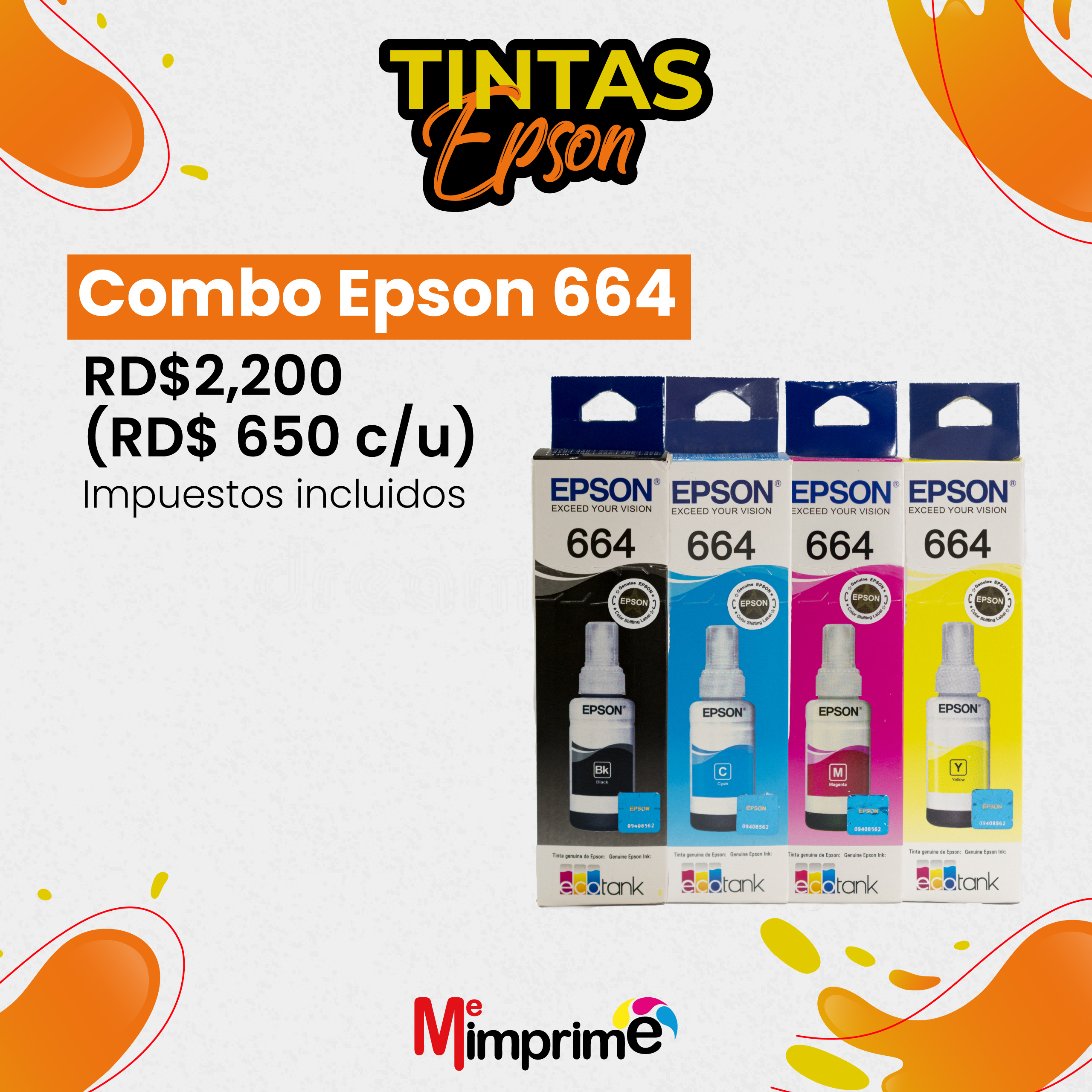 impresoras y scanners - Combo de Tinta Epson 664