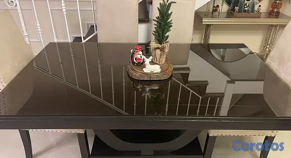 muebles y colchones - Mesa de comedor incluye tope cristal ahumado mader 2