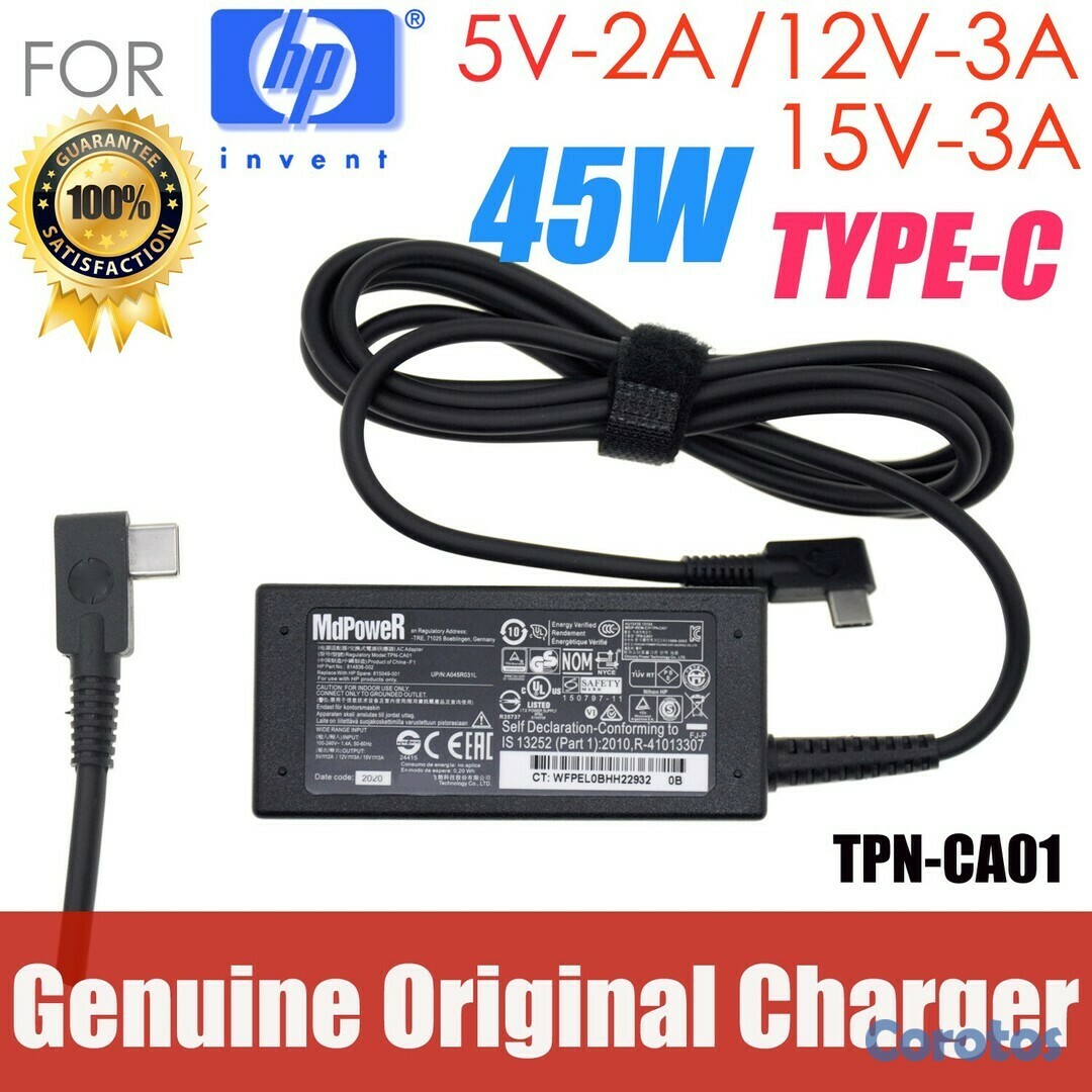computadoras y laptops - CARGADOR FUENTE PARA LAPTOP HP (TPN-CA01) TIPO C, VOLTAJE DE ENTRADA: CA 100 – 2 1