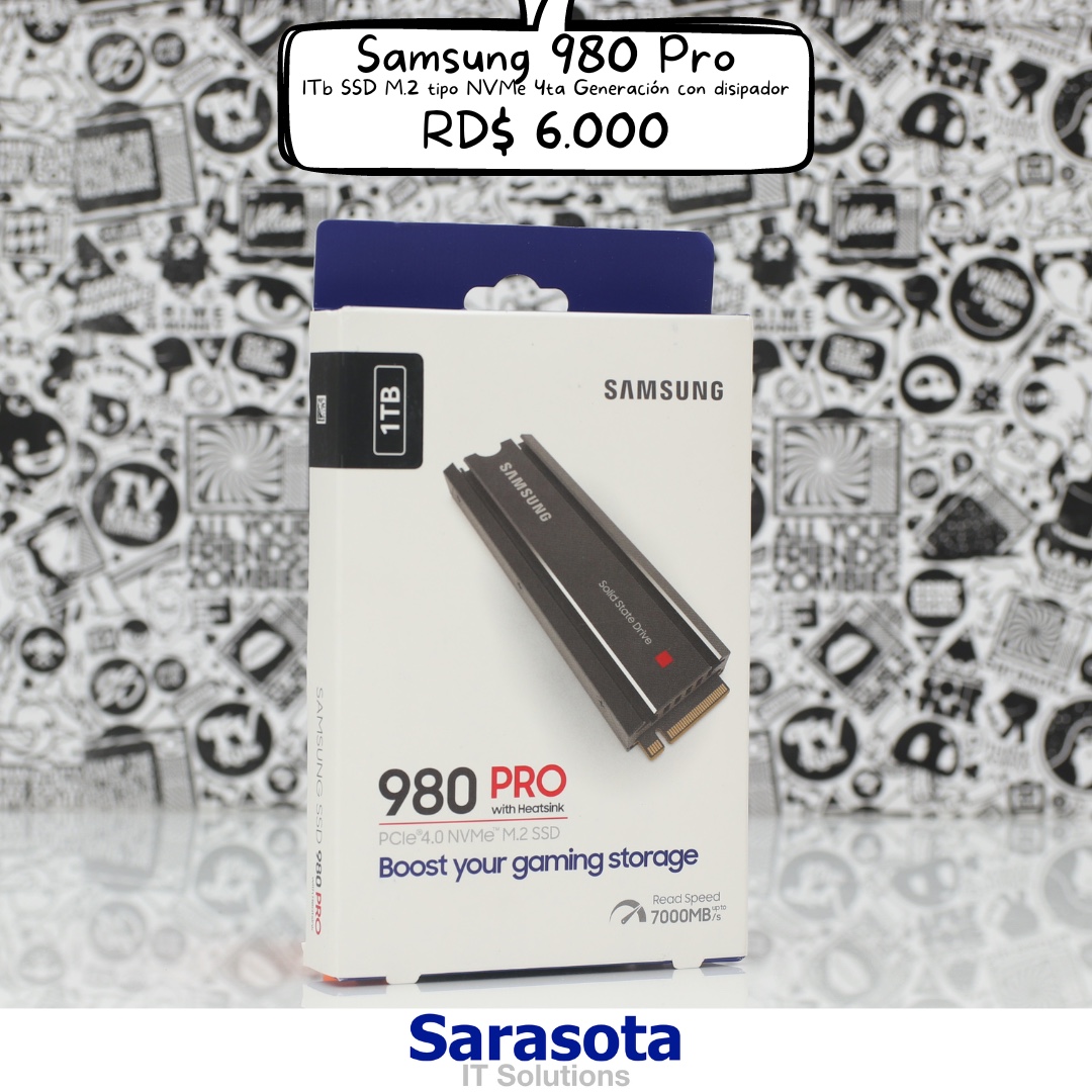 computadoras y laptops - Samsung 980Pro 1Tb con disipador ideal para PS5 (Somos Sarasota) 980 Pro
