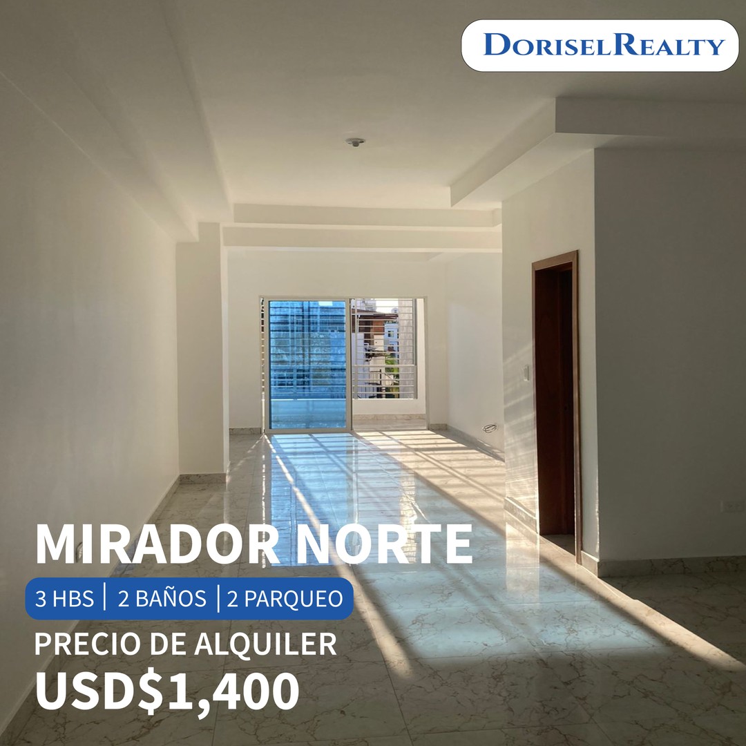 apartamentos - ALQUILER DE ESPECTACULAR APARTAMENTO EN MIRADOR NORTE