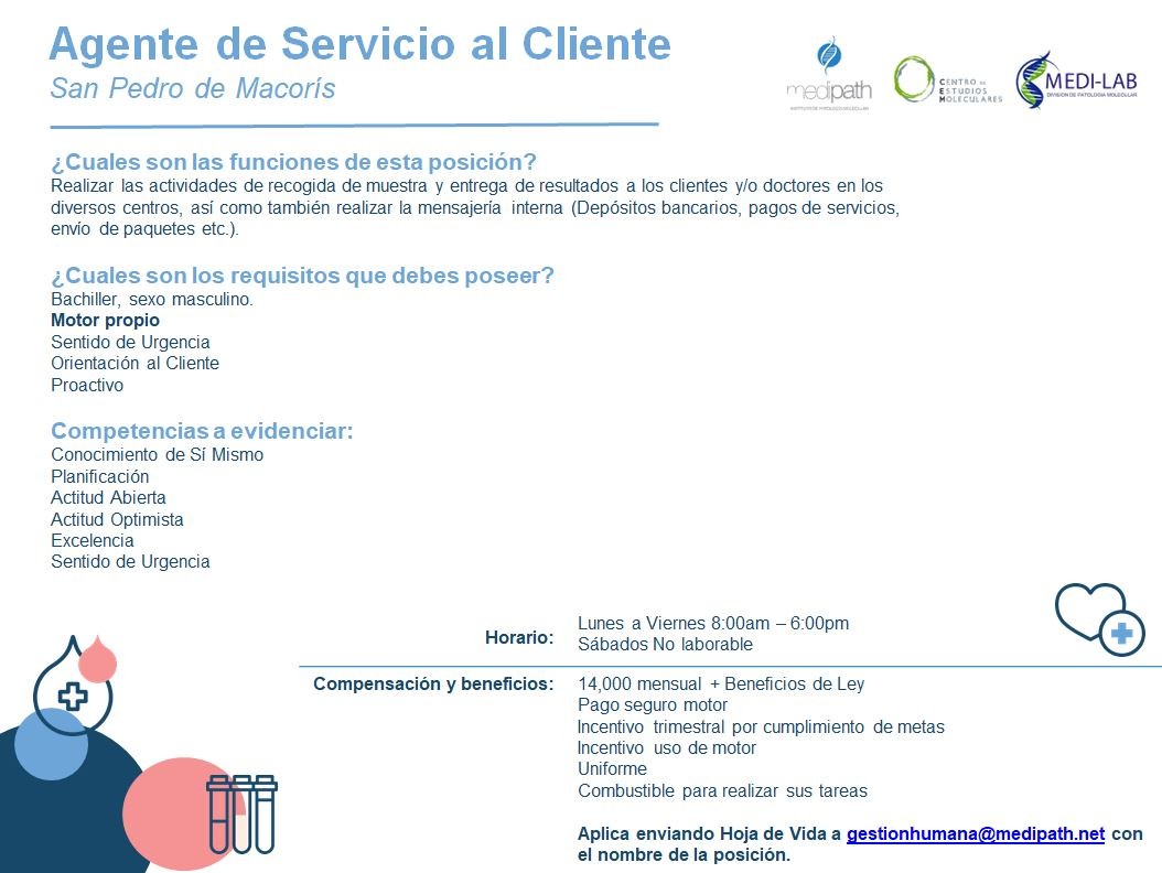 empleos disponibles - Agente de Servicio al Cliente - San Pedro de Macorís