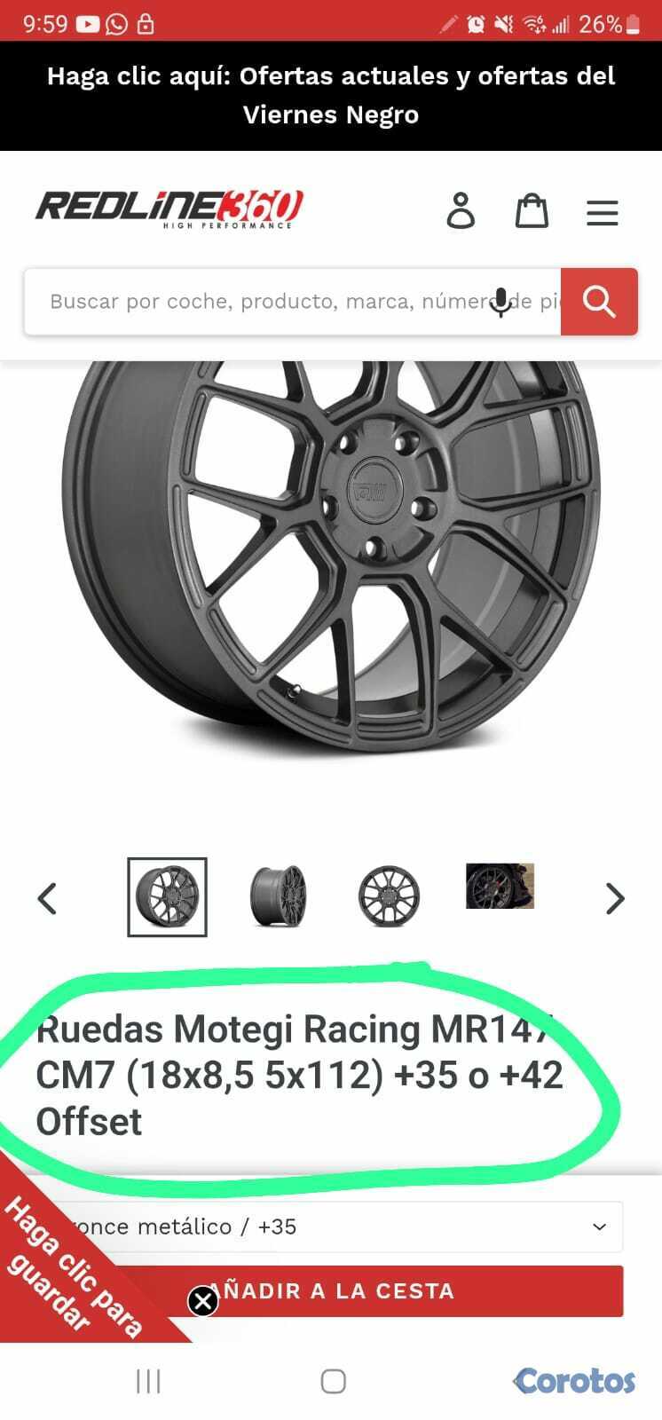 repuestos - aros Motegi Racing 17 100 mnmgomas Potenza nuevas las 4 4