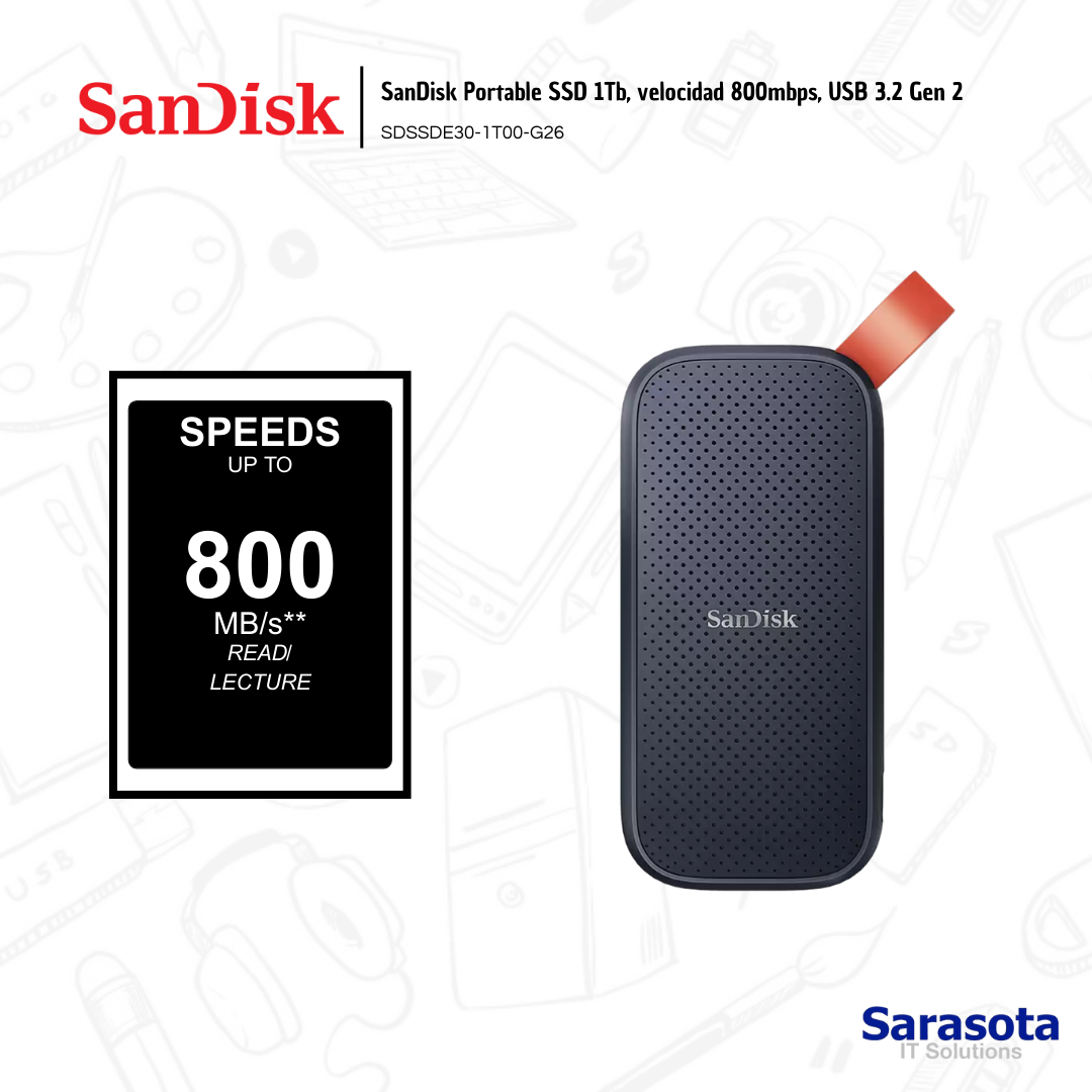 accesorios para electronica - SanDisk Portable SSD 1Tb, 800mbps USB 3.2 1