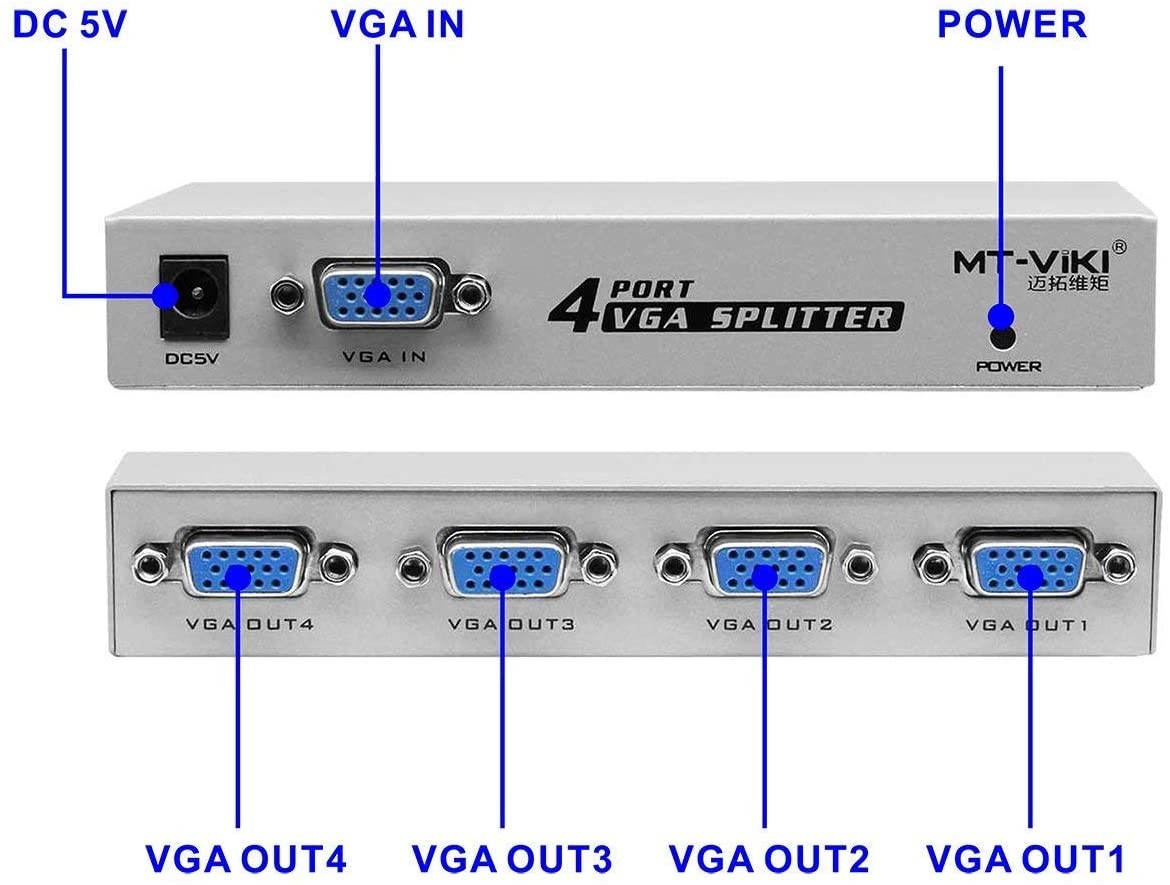 otros electronicos - Interruptor Splitter para monitores  VGA  1 en 4 puertos de vídeo 3