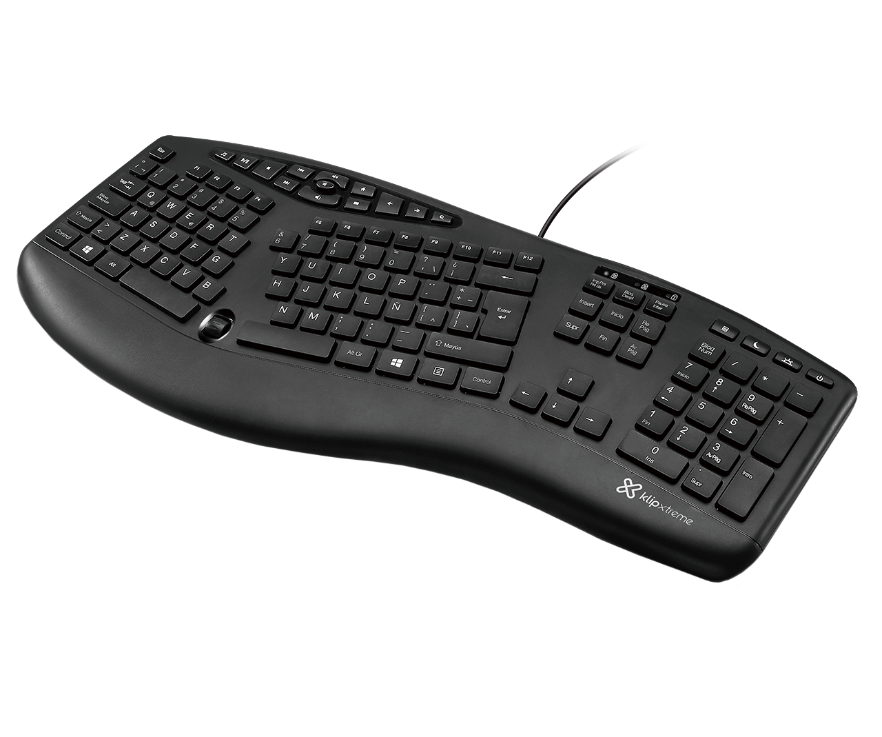 computadoras y laptops - TECLADO KLIPX MAJESTIK USB, ERGONOMICO, MULTIMEDIA, CON SCROLL,BLACK, ESPAÑOL