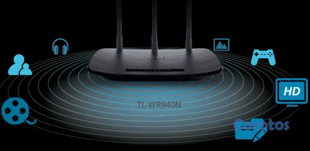 computadoras y laptops - ROUTER WIRELESS TP-LINK TL-WR940N, 2.4GHZ/450MBPS, 1 PUERTO WAN + 4 PUERTOS LAN 1