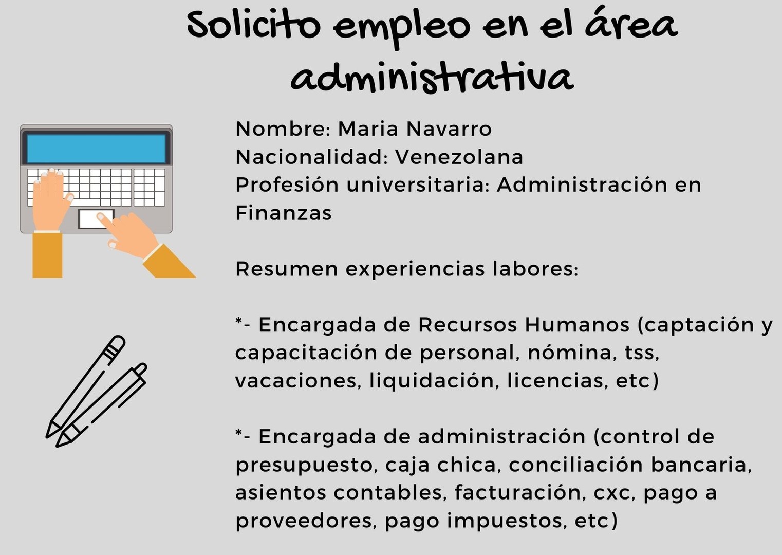 candidatos - Busco empleo en el area de administración y RRHH