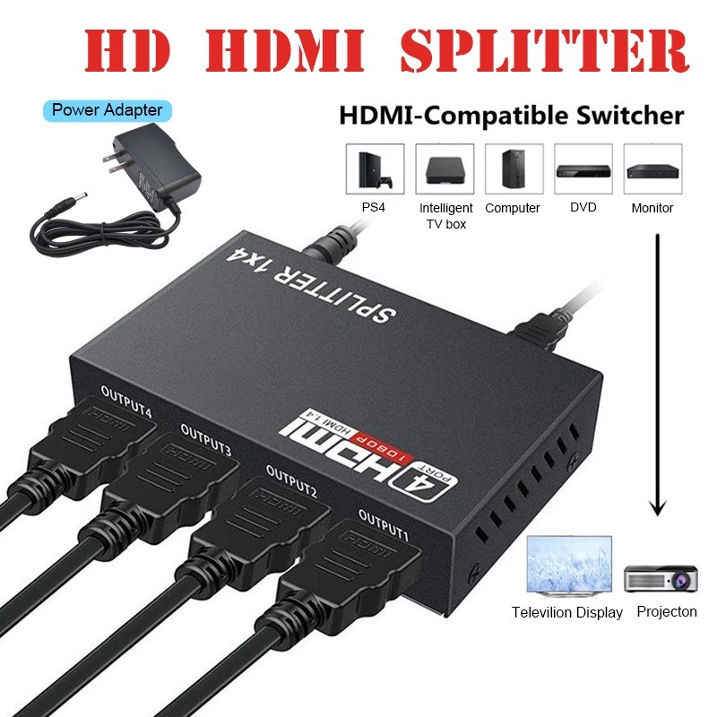accesorios para electronica -  4K 1080P 3D Mini 4 puertos HDMI Splitter Switcher 1 entrada 4 salidas