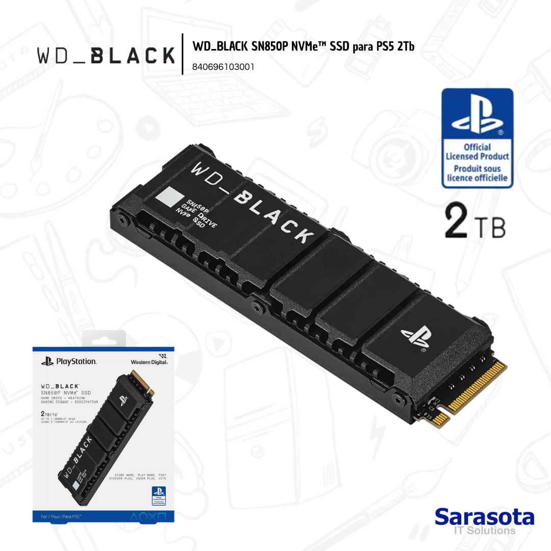 accesorios para electronica - SSD Western Digital WD Black SN850P,2Tb para PS5