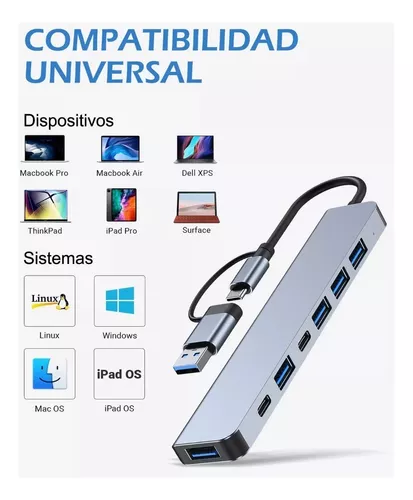 accesorios para electronica - ADAPTADOR 7 EN 2 TIPO C PARA LAPTOP