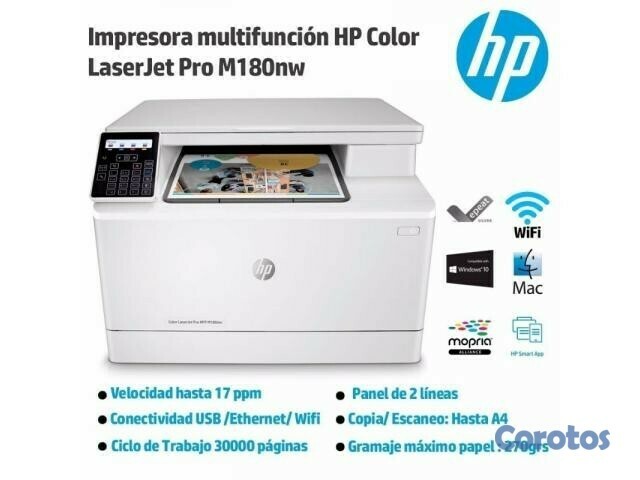 computadoras y laptops - MULTIFUNCIONAL LASERA COLOR HP LASERJET PRO ,Wi-Fi IMPRESORA,SCANER,COPIADORA 2