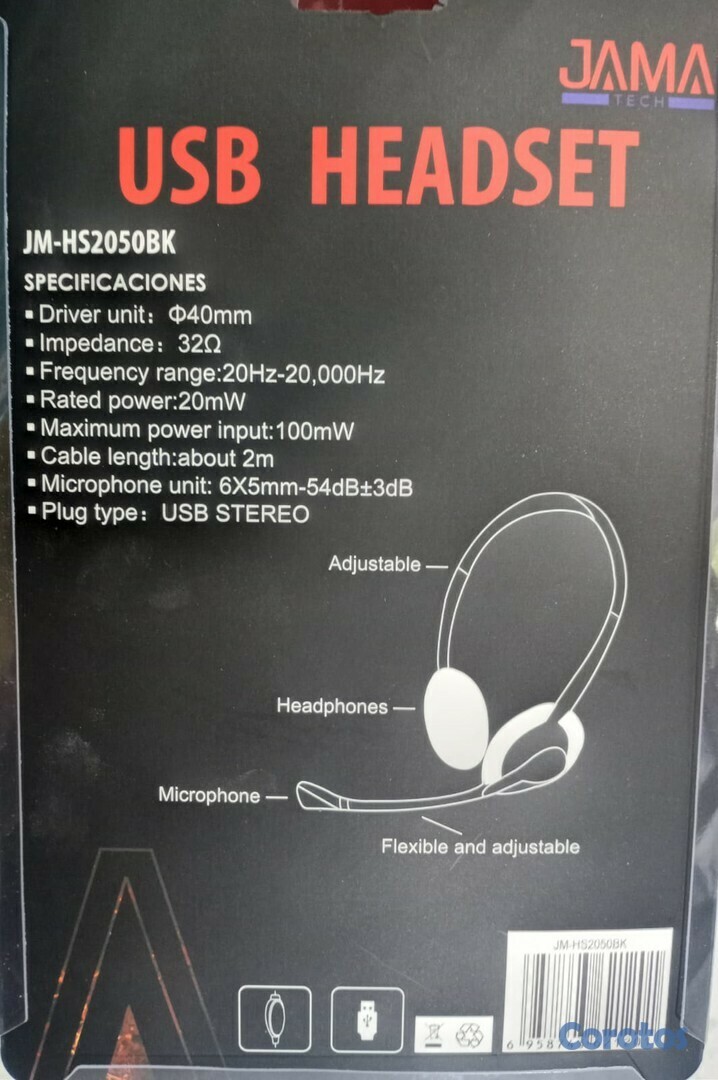 computadoras y laptops - Audifonos usb JAMA  Alámbricos USB Con Micrófono Y Control De Volumen  3