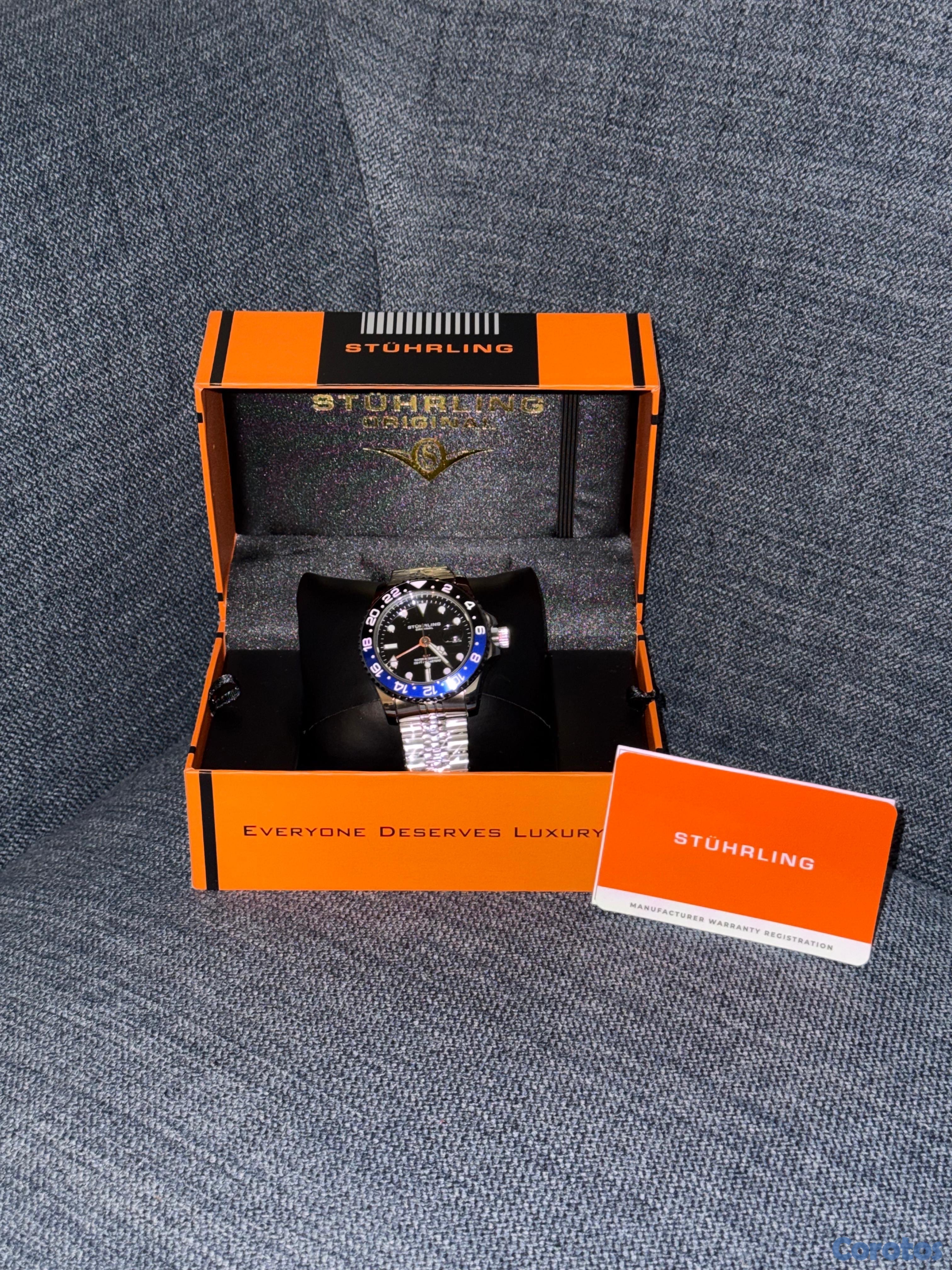 joyas, relojes y accesorios - Reloj Stuhrling Original GMT Negro/Azul – Nuevo con Caja – Edición de Lujo 2