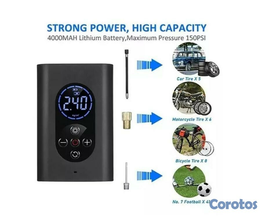 otros electronicos - BOMBA DE AIRE PORTATIL RECARGABLE M8 5