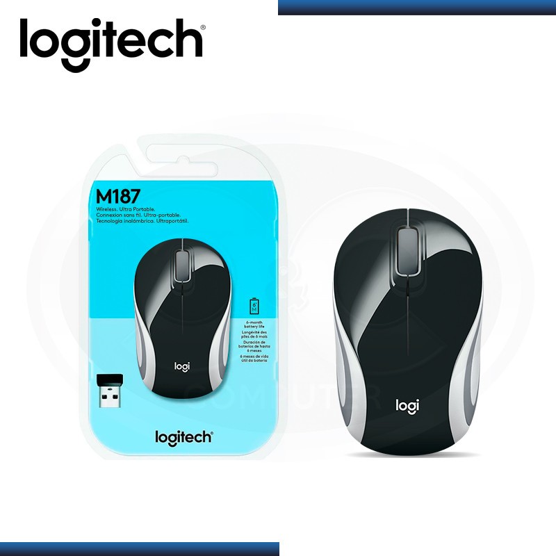 computadoras y laptops - MOUSE LOGITECH M187 INALAMBRICO MINI OPTICO NEGRO,USB NANO RECEIVER - SMART SLEE 1