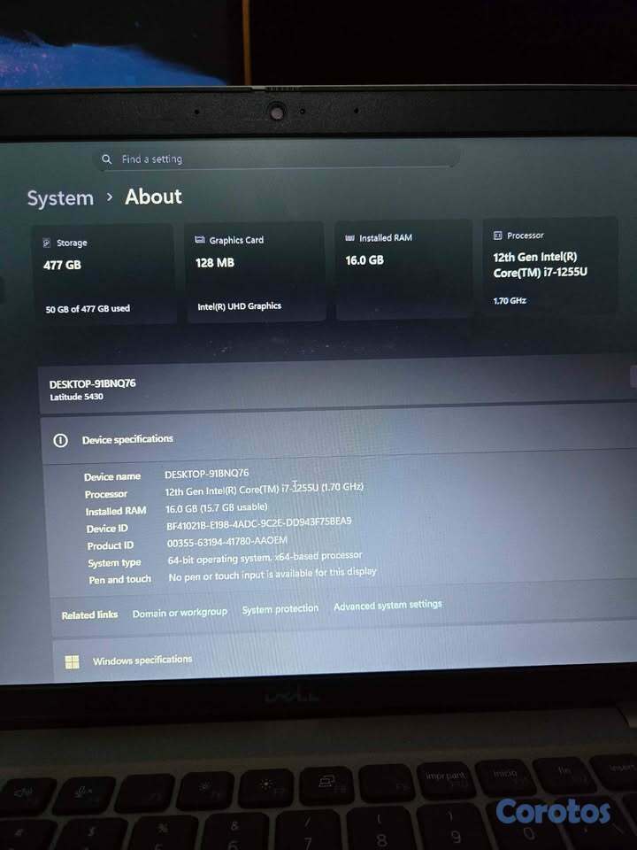 computadoras y laptops - Laptop Dell Latitude 5430 | i7 12va 16GB Ram 512GB 2