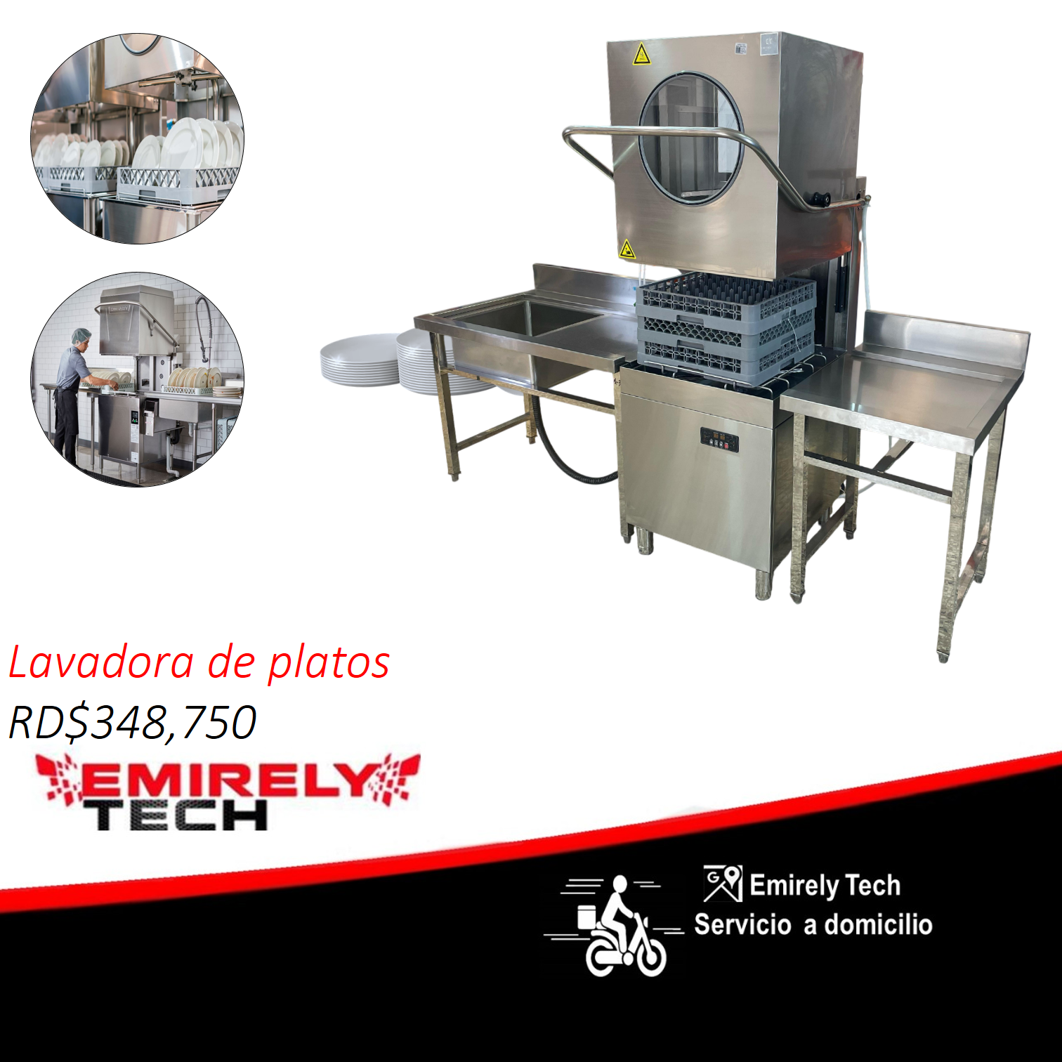 equipos profesionales - Lavadora de platos industrial con fregadero 