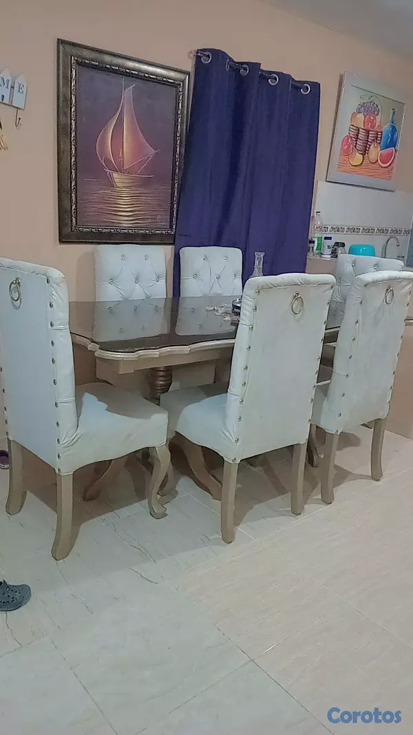 electrodomesticos - Juego de comedor fe 6 sillas en caoba y con crista 4
