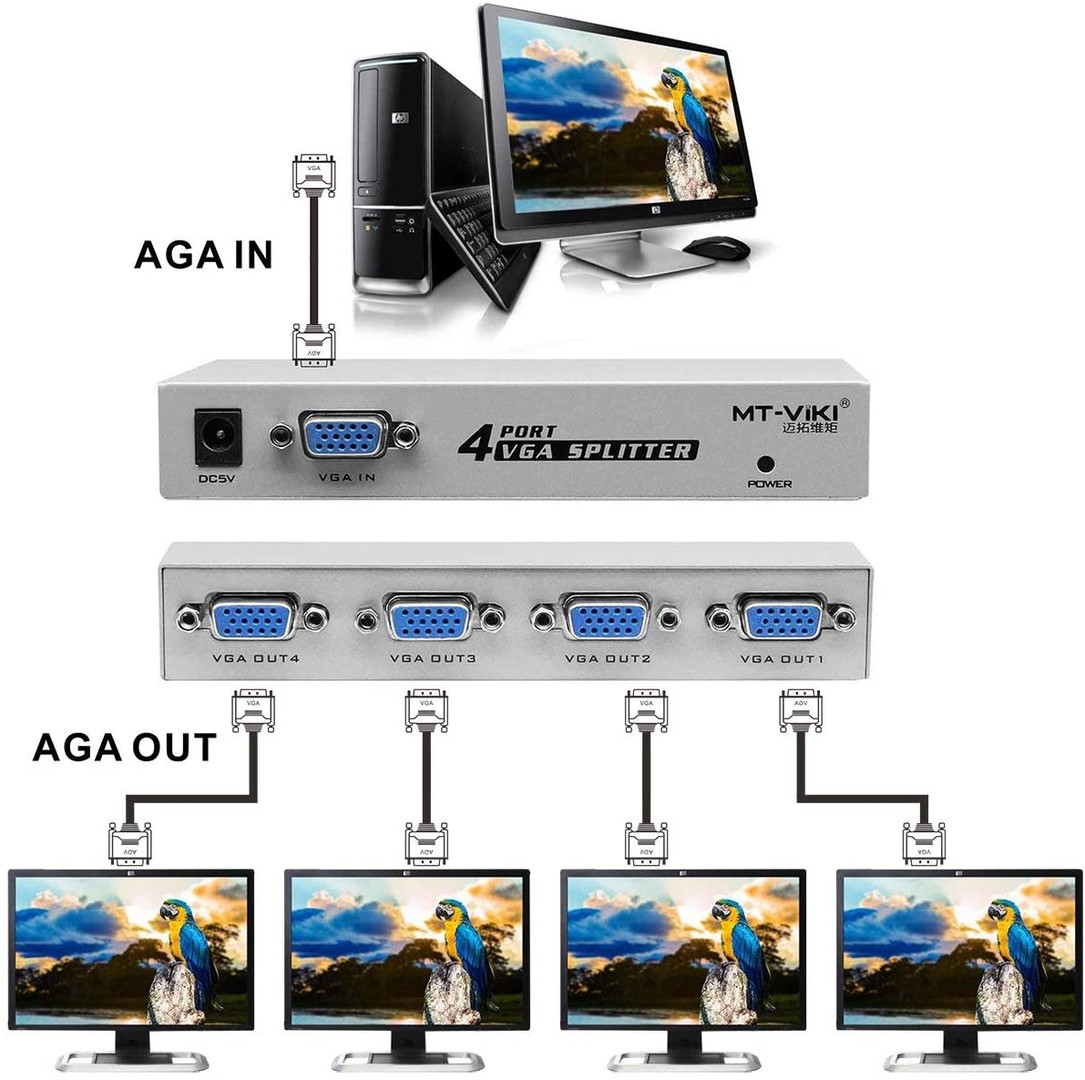otros electronicos - Interruptor Splitter para monitores  VGA  1 en 4 puertos de vídeo 2