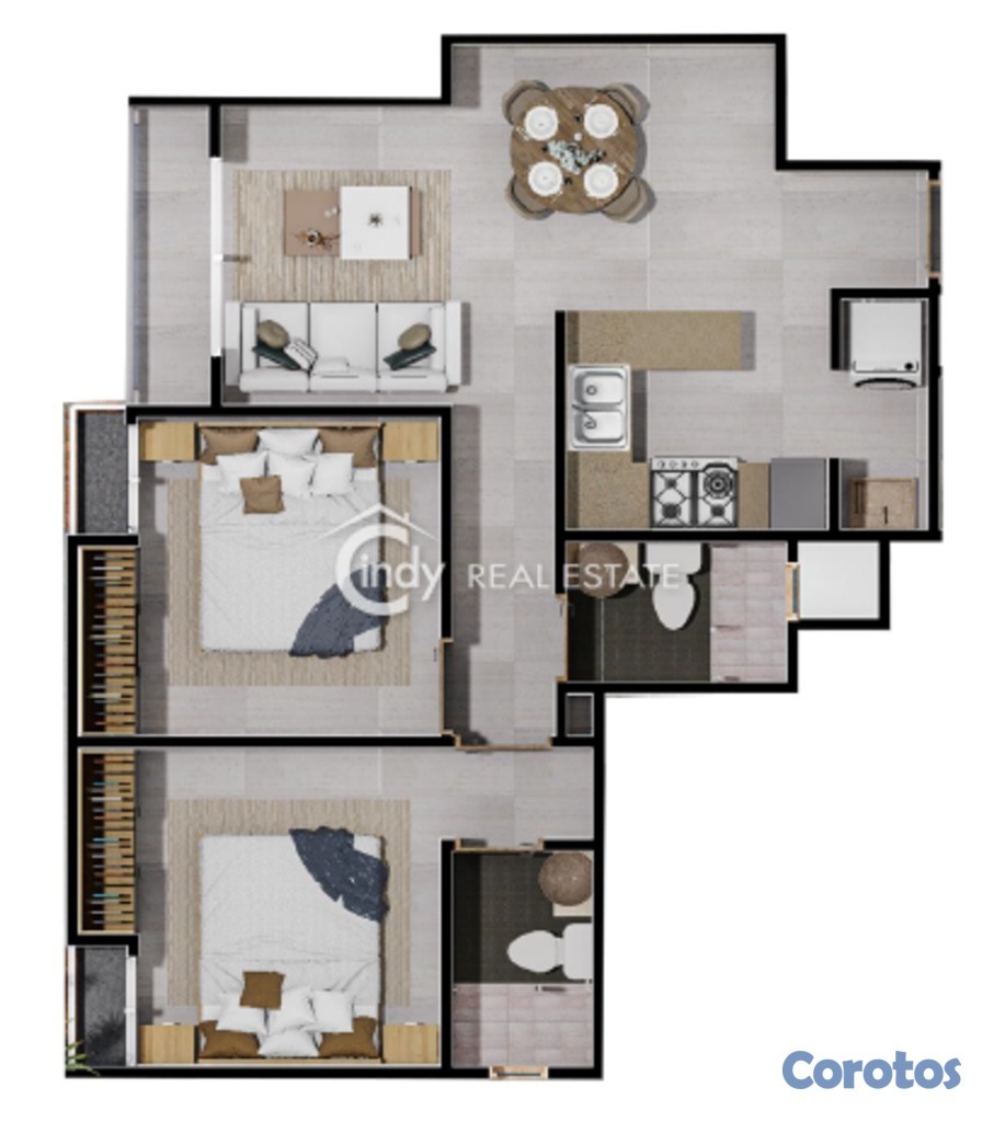 apartamentos - Apartamentos 64 M2, 2 Habitaciones, Area Social. 8