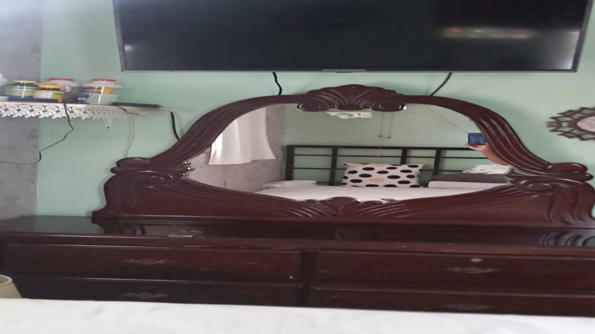 muebles y colchones - Gavetero con Espejo Enmarcado en Madera Preciosa Caoba 8