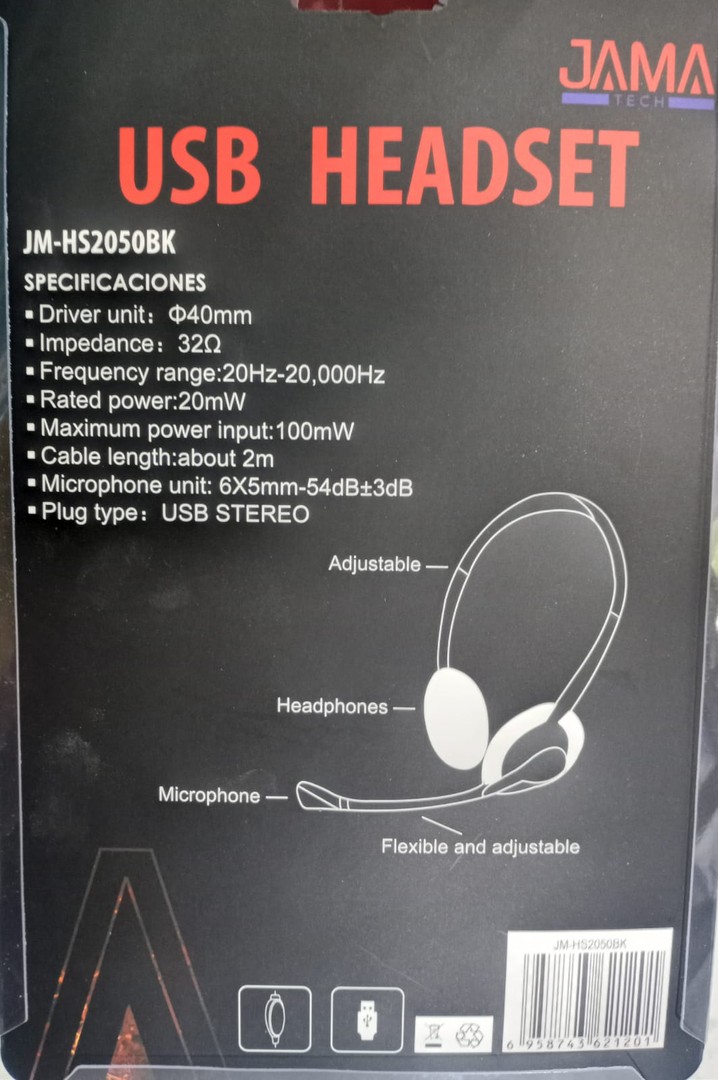 computadoras y laptops - Audifonos usb JAMA  Alámbricos USB Con Micrófono Y Control De Volumen  2