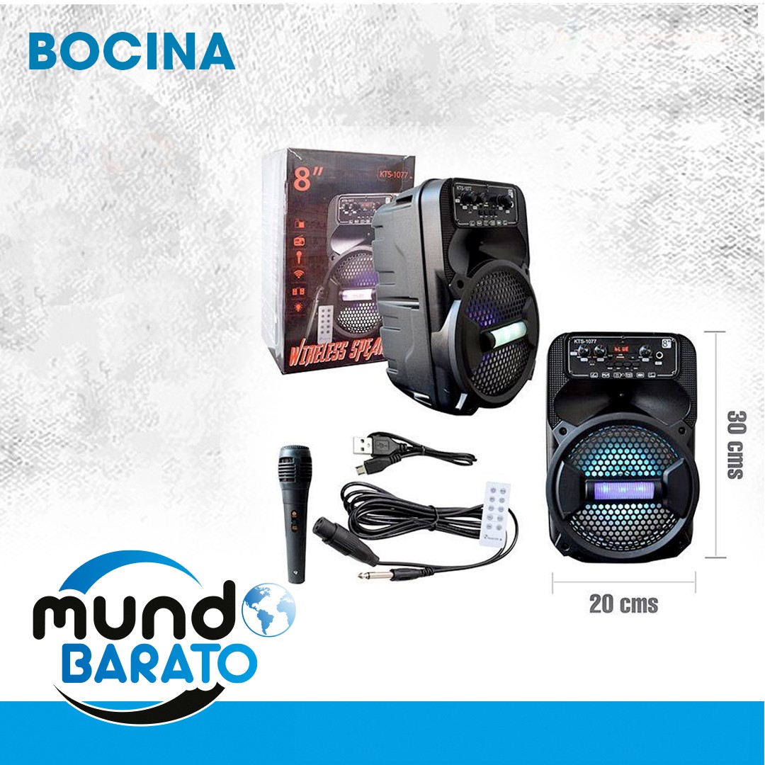 otros electronicos - Bocina de 8" Pulgadas Mediana + microfono + control karaoke.
 0